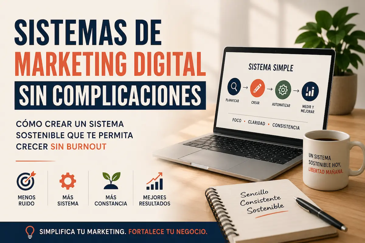 Sistemas de marketing digital sostenibles y simples para crecer sin burnout