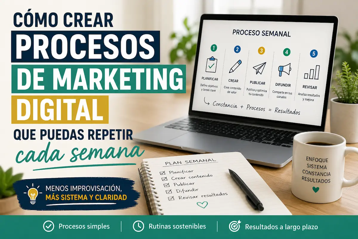 Cómo crear procesos de marketing digital que puedas repetir cada semana para organizar tareas, mantener la constancia y avanzar sin improvisar.