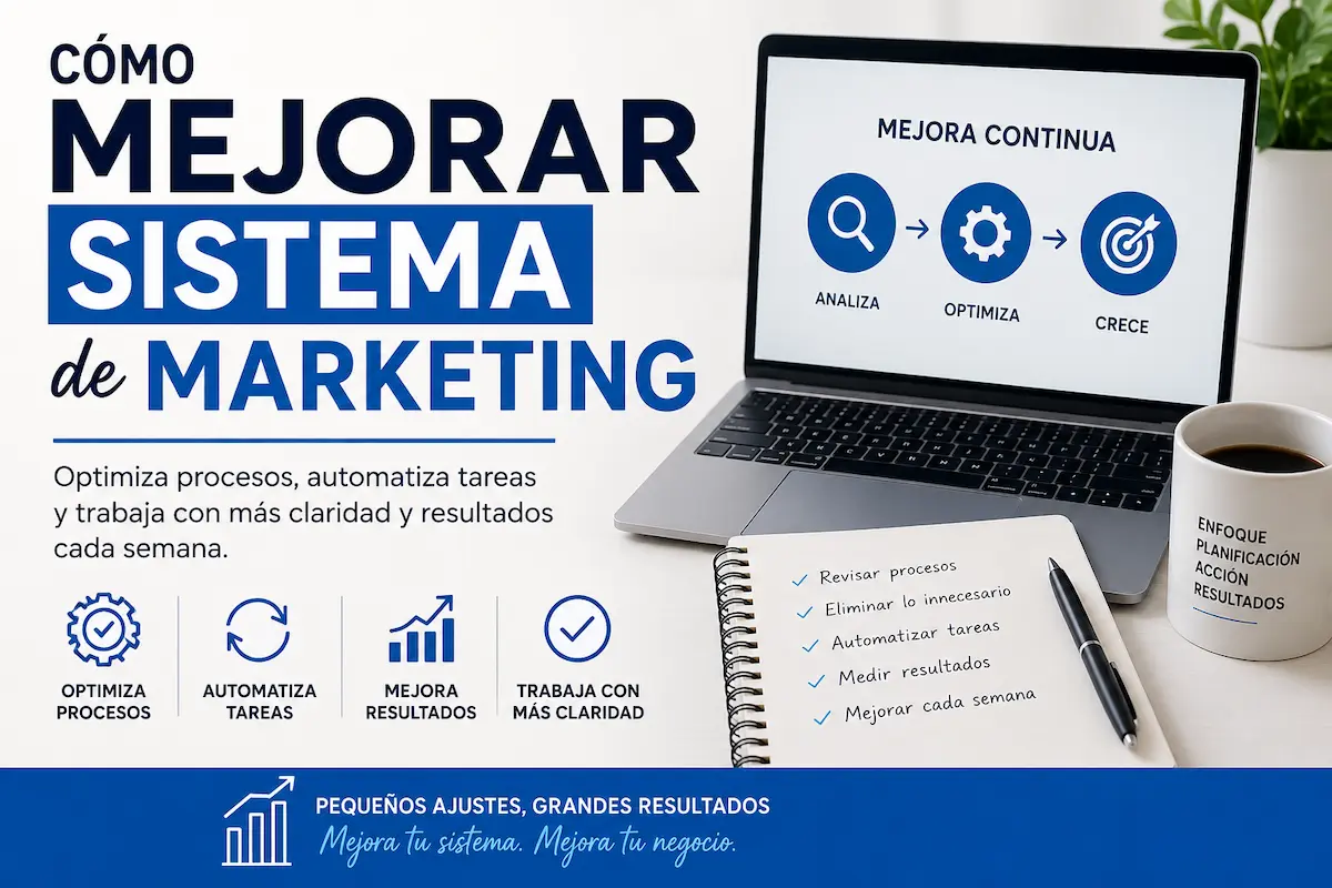 Mejorar sistema de marketing optimizando procesos, automatizando tareas y trabajando de forma más eficiente sin empezar de cero.