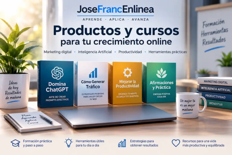 Productos y cursos de Jose Franc sobre marketing digital, inteligencia artificial y productividad